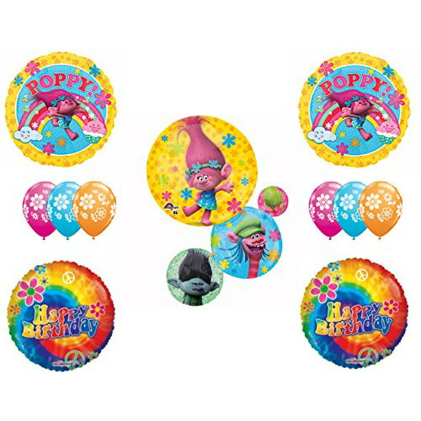 Blue 4th TROLLS POPPY BIRTHDAY Party Balloons Decoration Supplies Tie-Dye